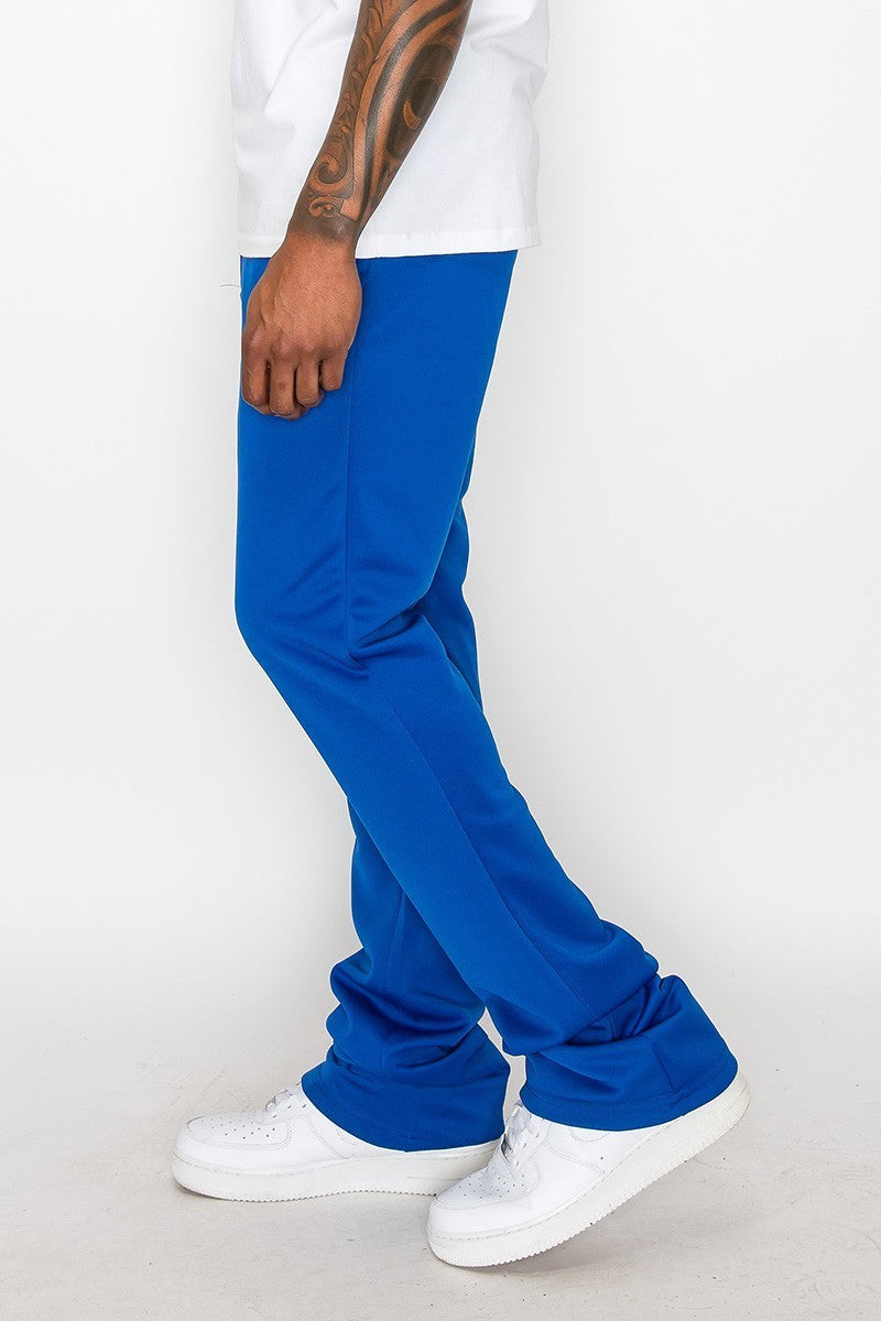 Royal Blue - Solid Flare Stacked Men's Track Pants - mens track pants at TFC&H Co.