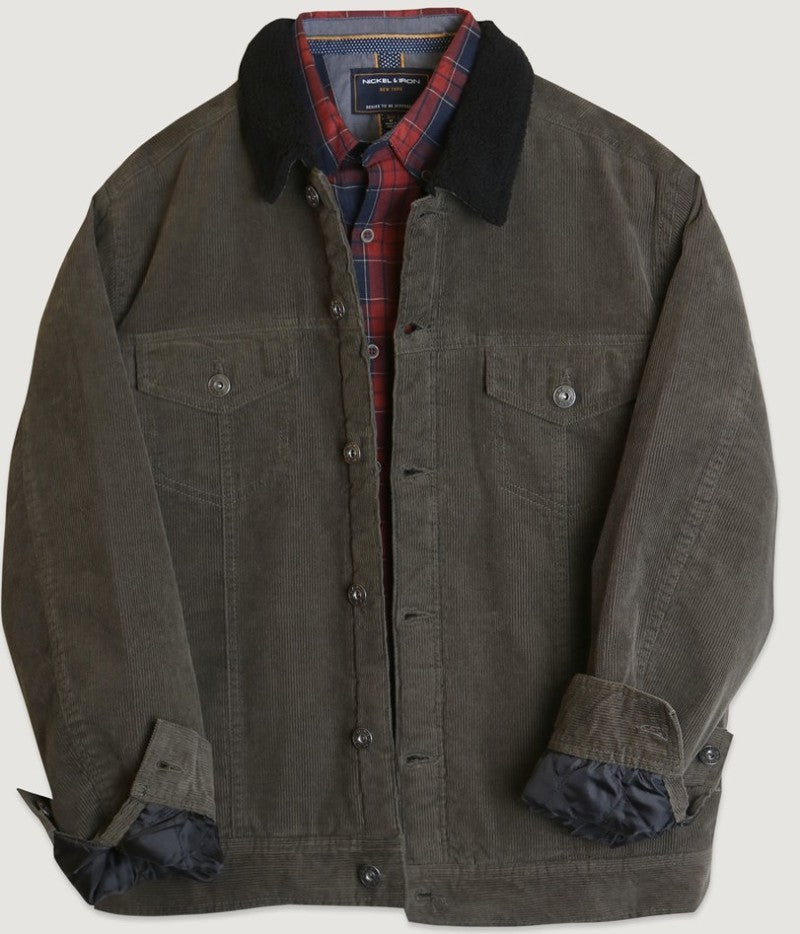Dark Olive - Casual Corduroy Lined Trucker Jacket for Men - 2 colors - mens jacket at TFC&H Co.