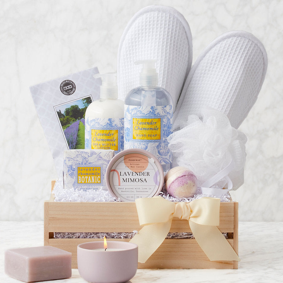 - Spa Getaway: Lavender Chamomile Spa Gift Basket - Bath & Body Gift Sets at TFC&H Co.