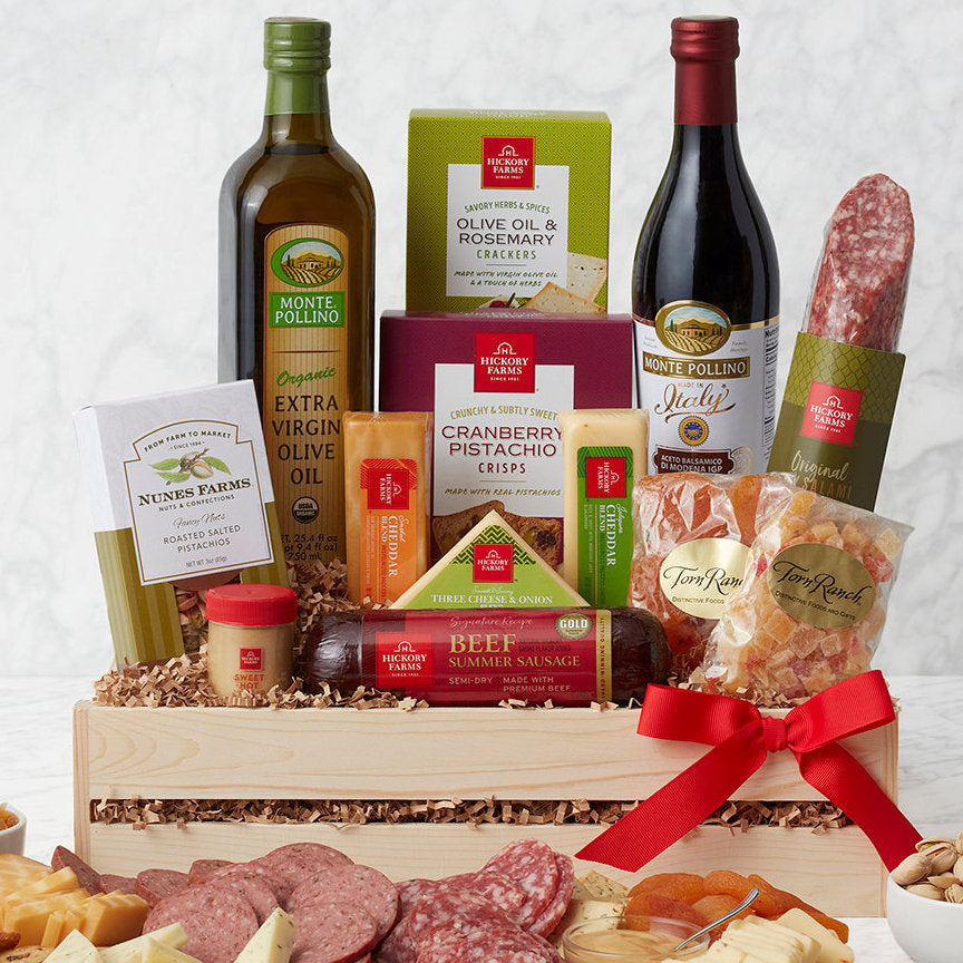 - Ultimate Meat & Cheese: Wooden Gift Crate - Gift basket at TFC&H Co.