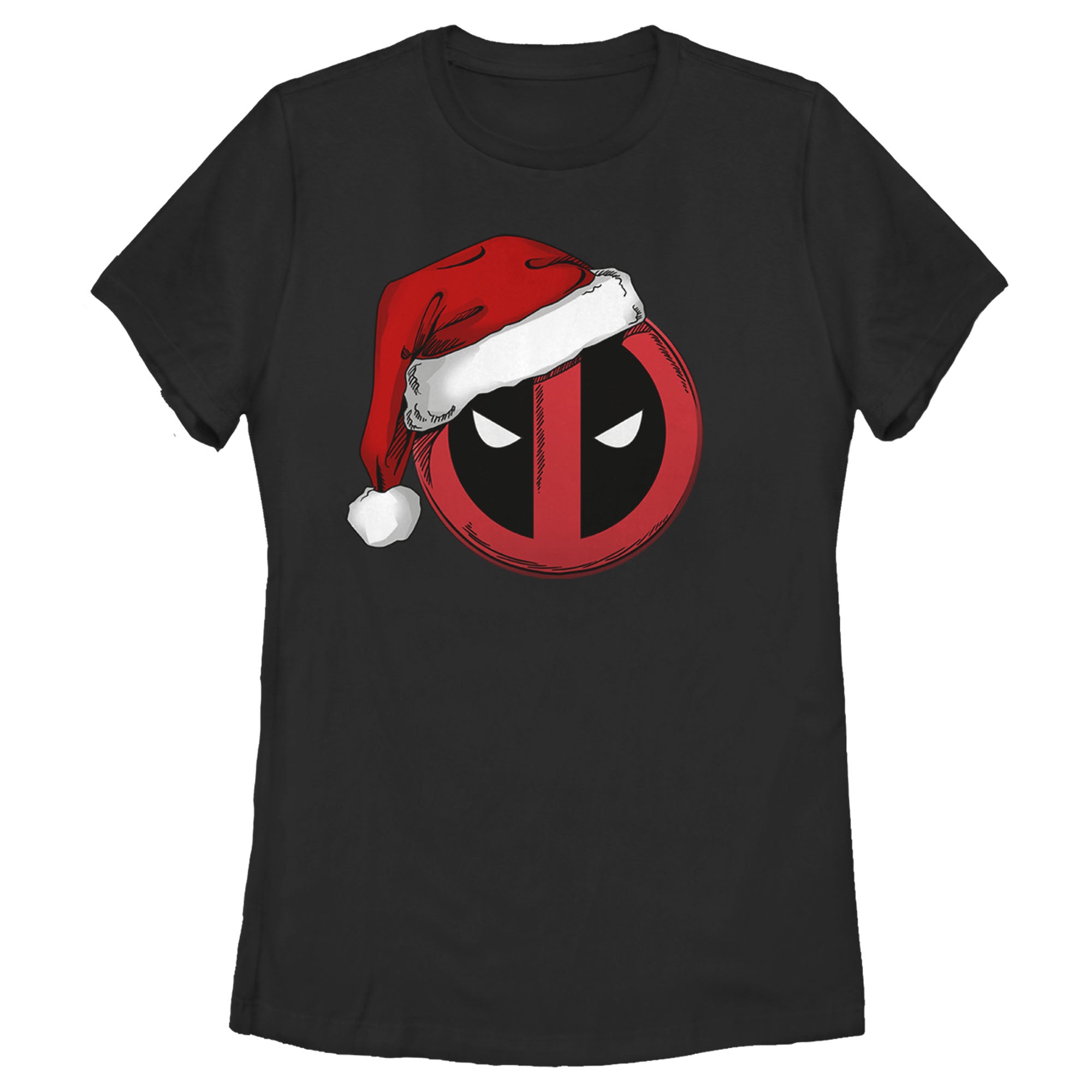 BLACK - Women's Marvel Deadpool Santa Hat T-Shirt - womens t-shirt at TFC&H Co.