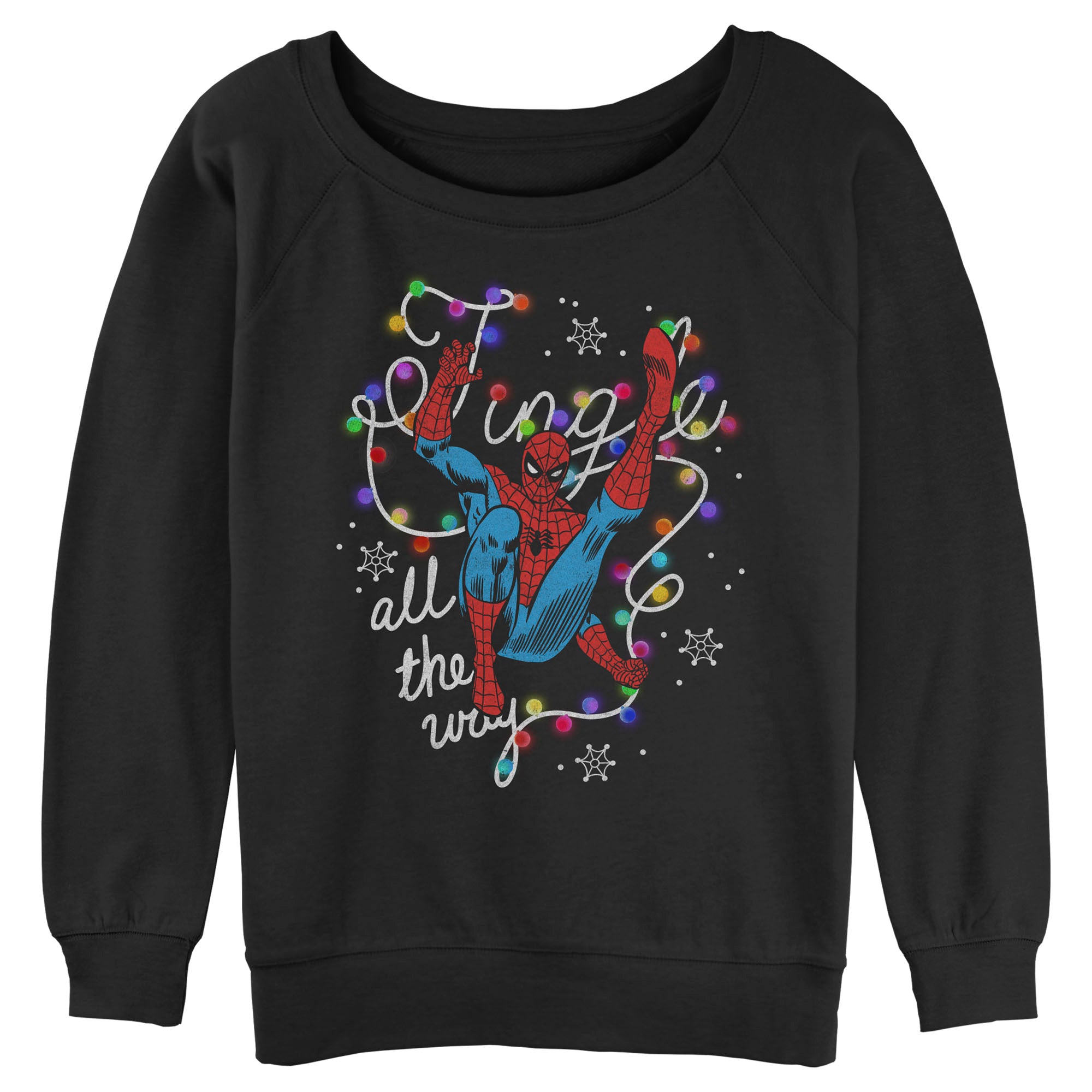 BLACK - Junior's Marvel SPIDY CHRISTMAS SPIRIT Raglan Pullover - Kids sweatshirt at TFC&H Co.