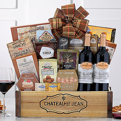 10 14 0 - Chateau St. Jean Red Duet: Premium Wine Gift Basket - Gift basket at TFC&H Co.