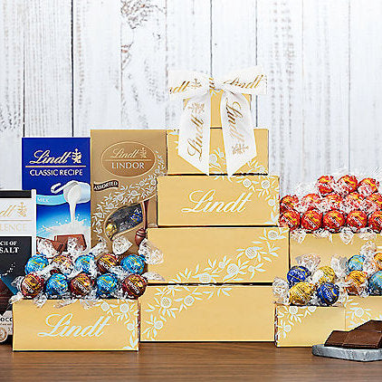 5 8 14 - Golden Lindt: Chocolate & Sweets Gift Tower - Chocolate|Towers at TFC&H Co.