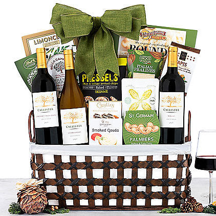 15 18 13 - Callister Vineyards Trio: Gourmet Wine Basket - Gift basket at TFC&H Co.