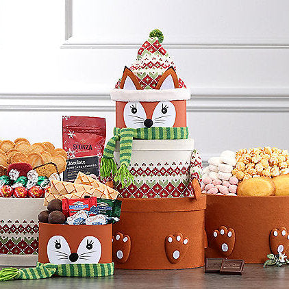 6 9 15 - Winter Fox: Holiday Gift Tower - Gift basket at TFC&H Co.