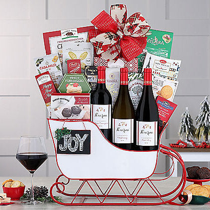 15 19 17 - Kiarna Holiday Trio: Wine Sleigh Basket - Gift basket at TFC&H Co.