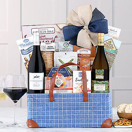 7 15 13 - California Pinot Noir & Chardonnay: Gourmet Wine Basket - Gift basket at TFC&H Co.