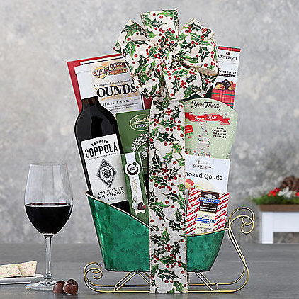 7 10 14 - Francis Ford Coppola Cabernet: Holiday Wine Sleigh Basket - Gift basket at TFC&H Co.