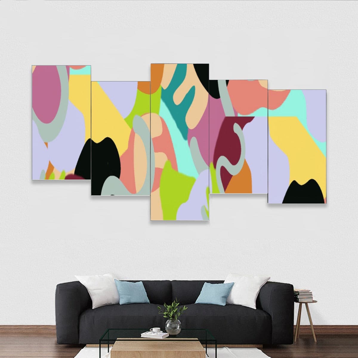 M MULTI-COLORED - Abstract Wild Framed Five-Piece Mural - Wall art at TFC&H Co.