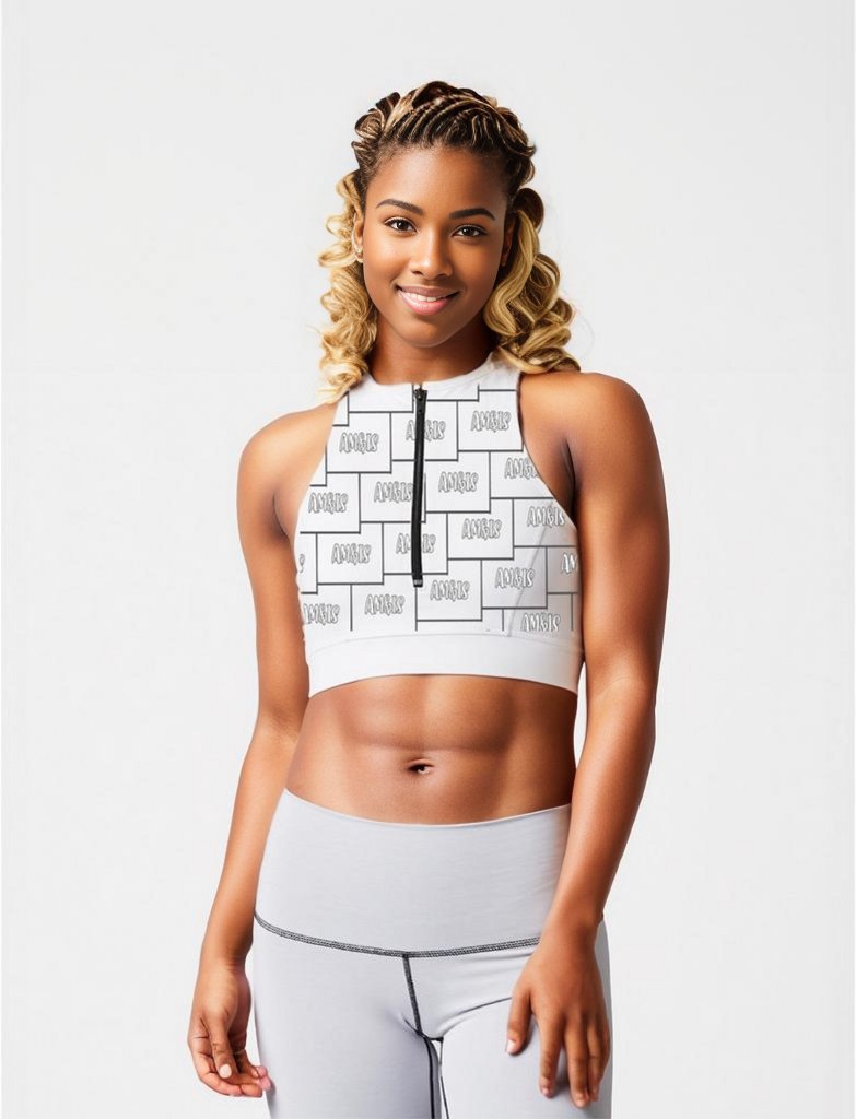 2XL - Am&Is Activewear Womens Zipup Sports Bra - ships from The US - womens sports bra at TFC&H Co.