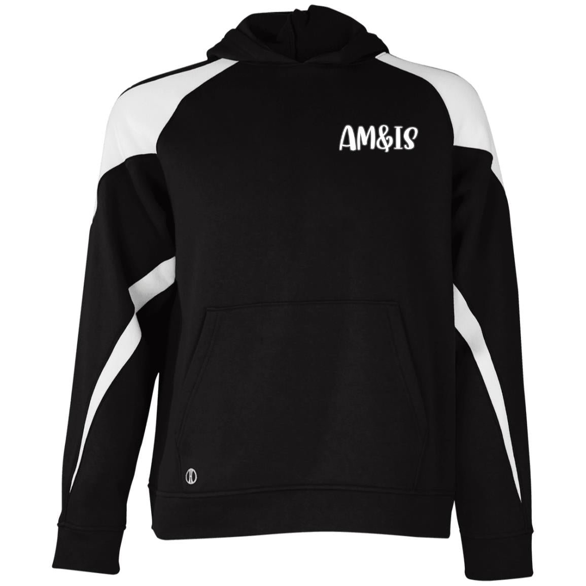 BLACK WHITE - AM&IS Activewear Youth Athletic Colorblock Fleece Hoodie - kids hoodie at TFC&H Co.