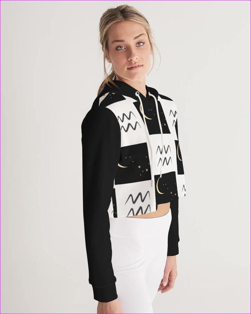 Aquarius Moon Womens Cropped Hoodie - cropped hoodie at TFC&H Co.