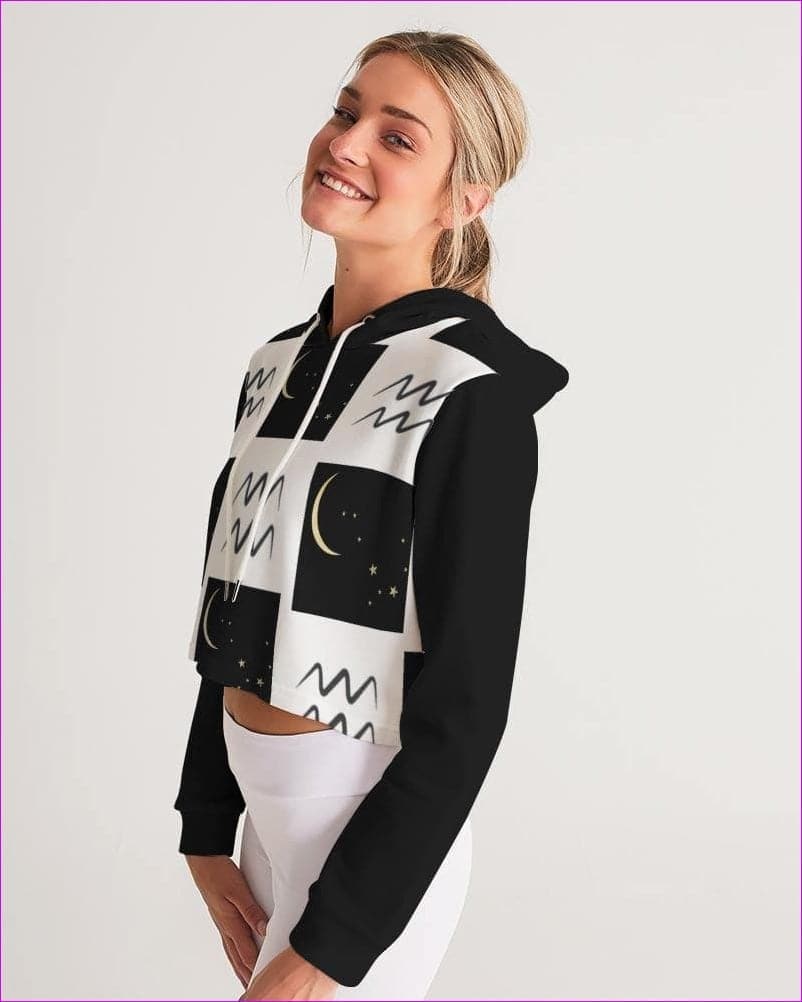 Aquarius Moon Womens Cropped Hoodie - cropped hoodie at TFC&H Co.