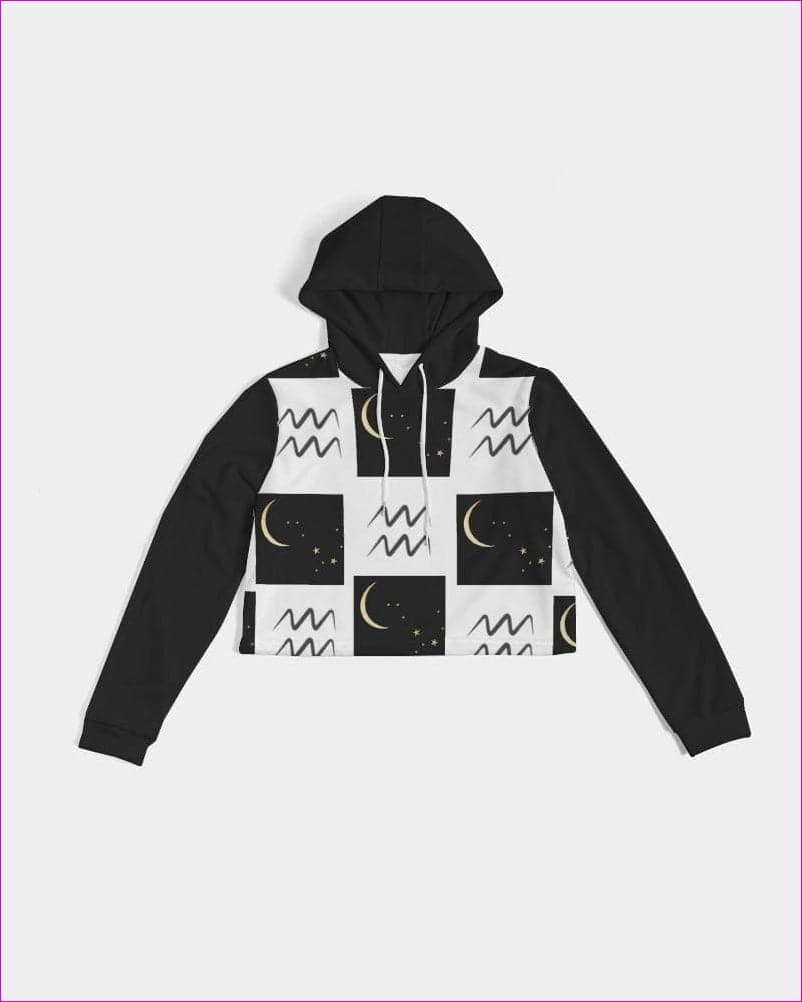 Aquarius Moon Womens Cropped Hoodie - cropped hoodie at TFC&H Co.