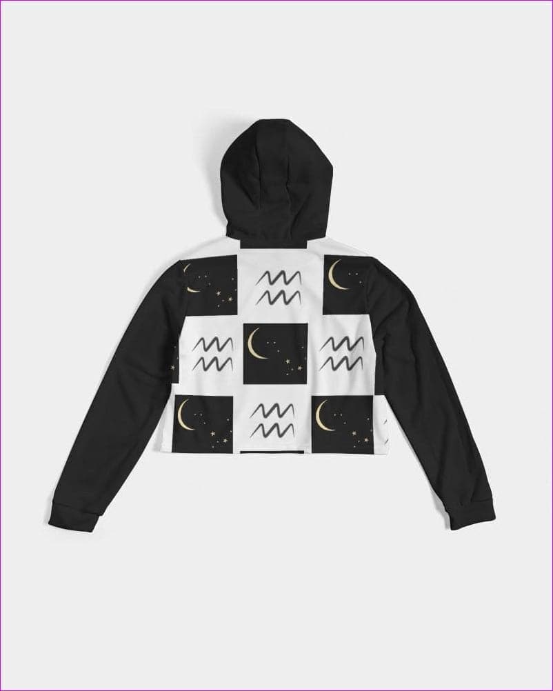 Aquarius Moon Womens Cropped Hoodie - cropped hoodie at TFC&H Co.