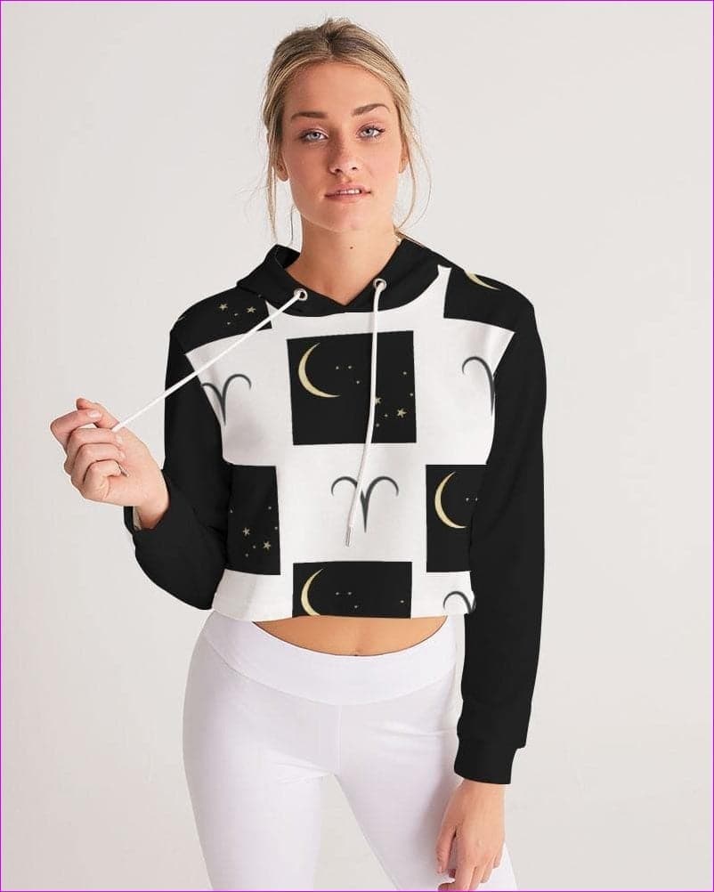 Aries Moon Womens Cropped Hoodie - cropped hoodie at TFC&H Co.