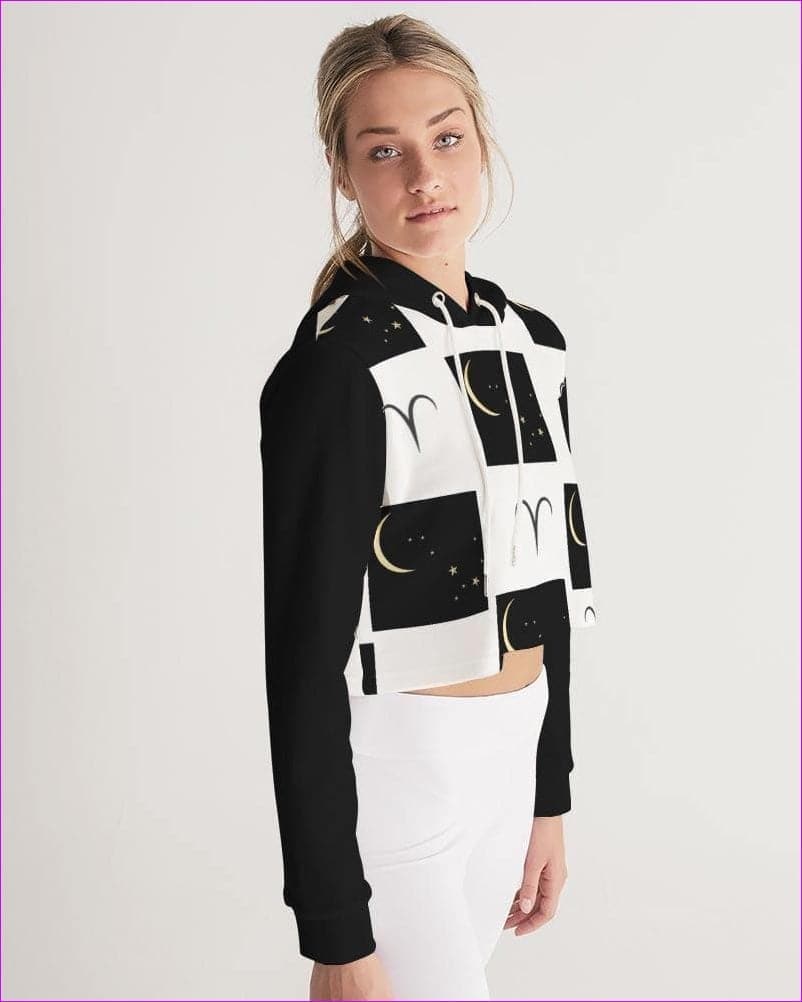 Aries Moon Womens Cropped Hoodie - cropped hoodie at TFC&H Co.