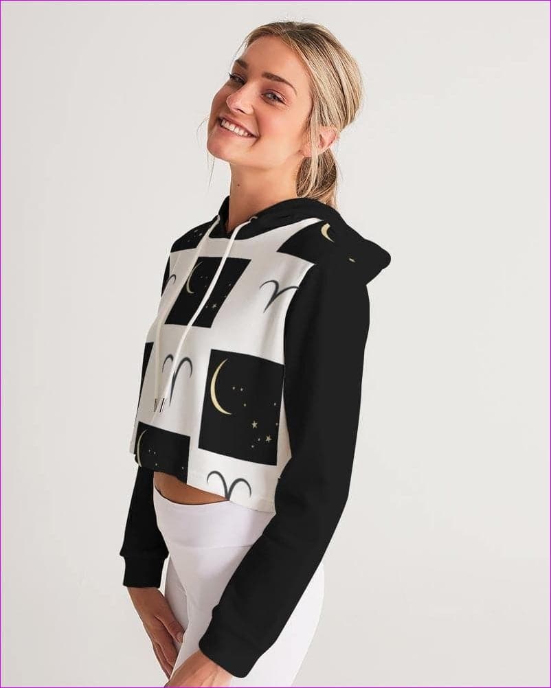 Aries Moon Womens Cropped Hoodie - cropped hoodie at TFC&H Co.