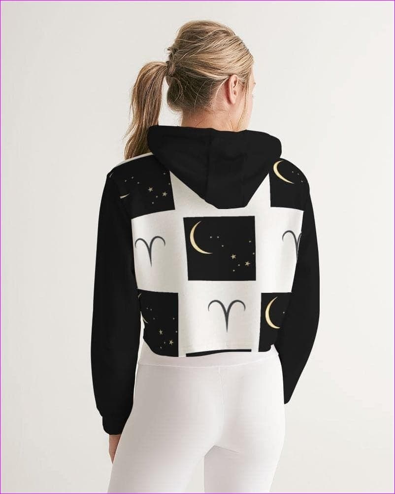Aries Moon Womens Cropped Hoodie - cropped hoodie at TFC&H Co.