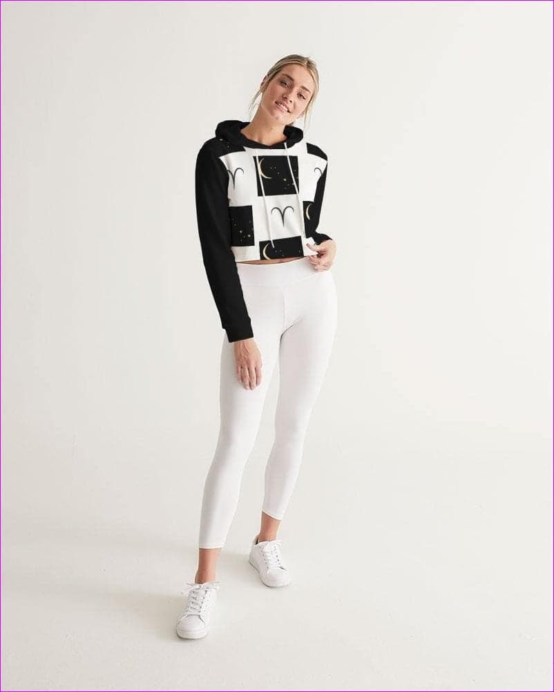 Aries Moon Womens Cropped Hoodie - cropped hoodie at TFC&H Co.