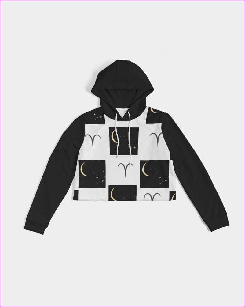Aries Moon Womens Cropped Hoodie - cropped hoodie at TFC&H Co.