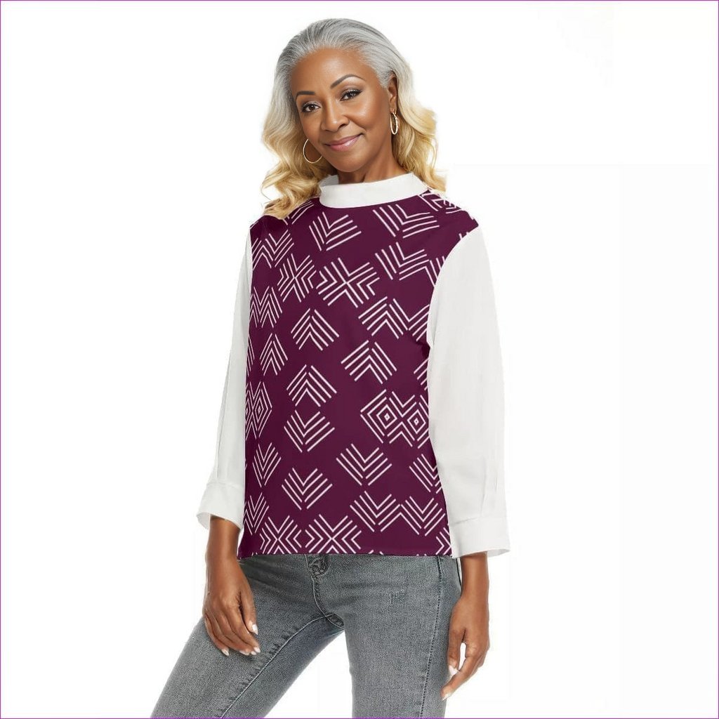 maroon Arrows Womens Back Buttoned Blouse - women's blouse at TFC&H Co.