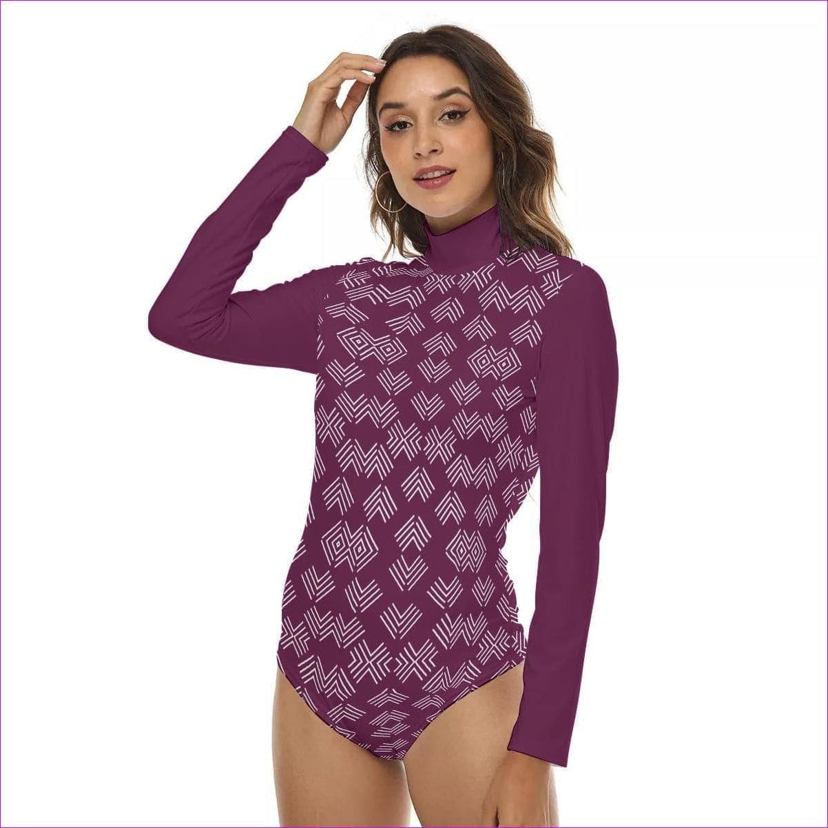 Arrows Womens Stretchy Turtleneck Long Sleeve Bodysuit - women's bodysuit at TFC&H Co.