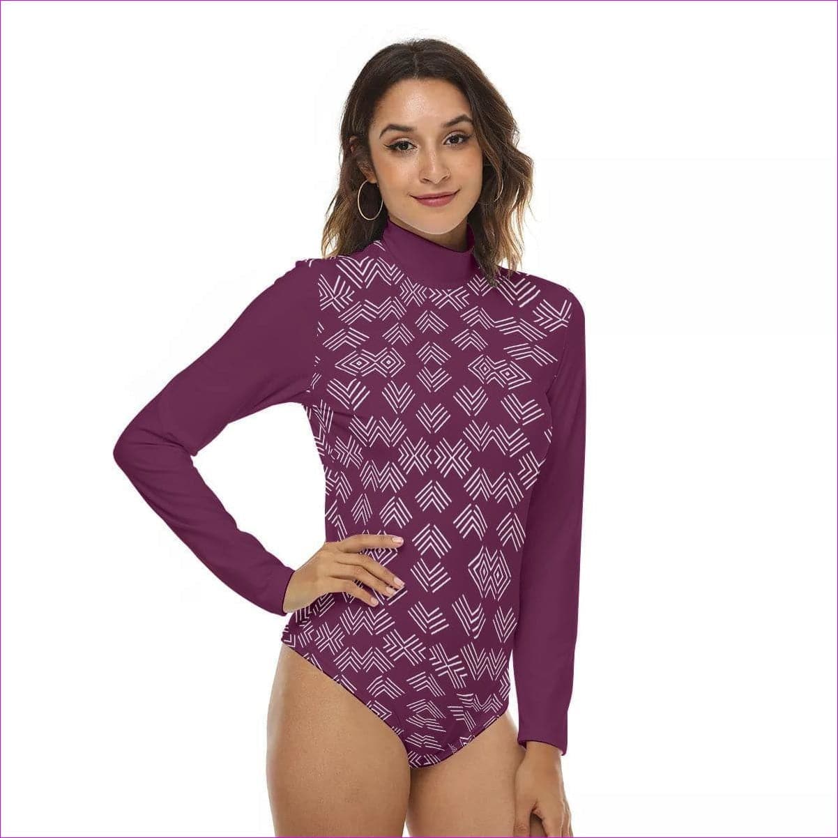 Arrows Womens Stretchy Turtleneck Long Sleeve Bodysuit - women's bodysuit at TFC&H Co.