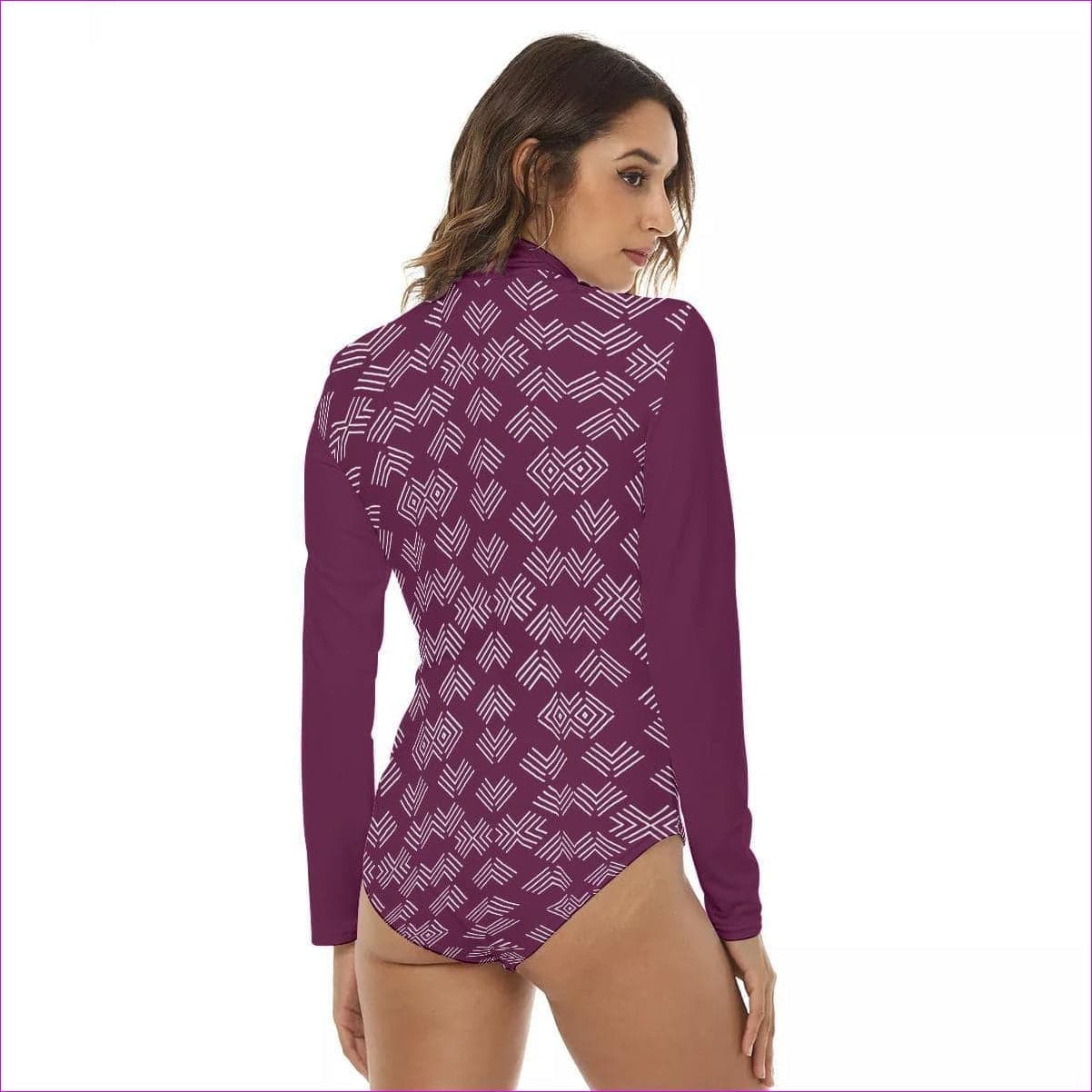 Arrows Womens Stretchy Turtleneck Long Sleeve Bodysuit - women's bodysuit at TFC&H Co.