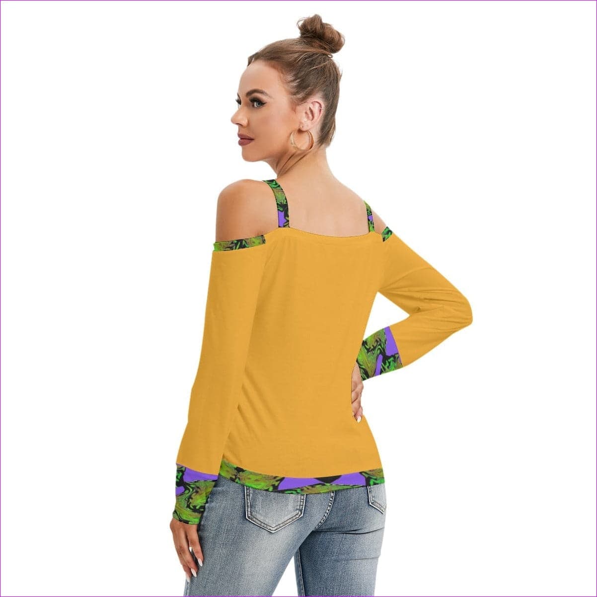 Asudem Women’s V-neck Cold Shoulder Blouse With Long Sleeve - women's top at TFC&H Co.