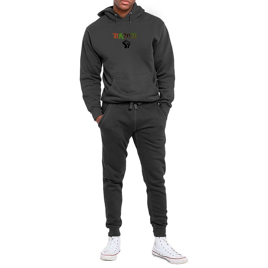 Charcoal Heather - B.A.M.N (By Any Means Necessary) 2 Unisex Hooded Sweatshirt Lounge Set - unisex jogging set at TFC&H Co.