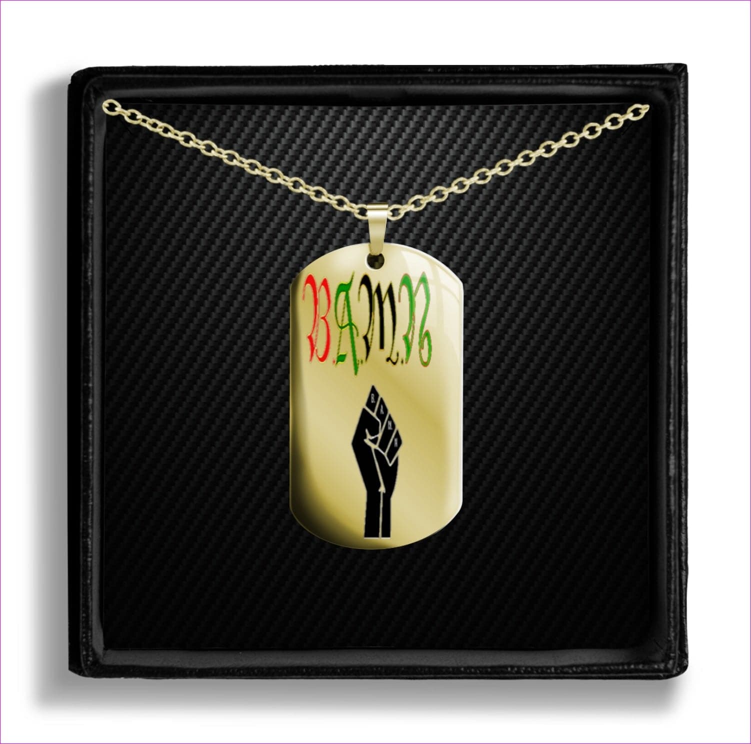 Gold With Cable Chain 18" to 22" - B.A.M.N - By Any Means Necessary Dog Tag- Ships from The US - dog tags at TFC&H Co.