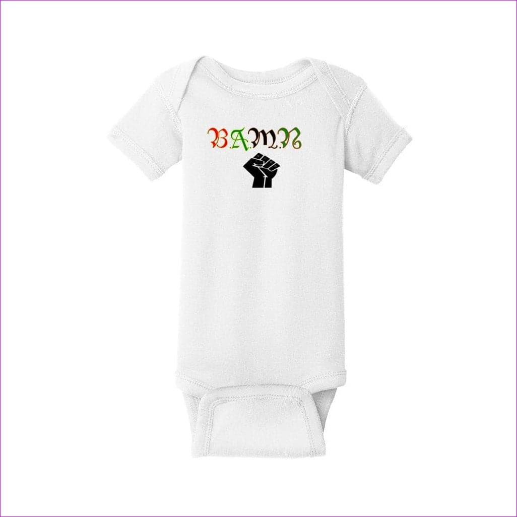 White - B.A.M.N - By Any Means Necessary Infant Baby Rib Bodysuit - infant onesie at TFC&H Co.