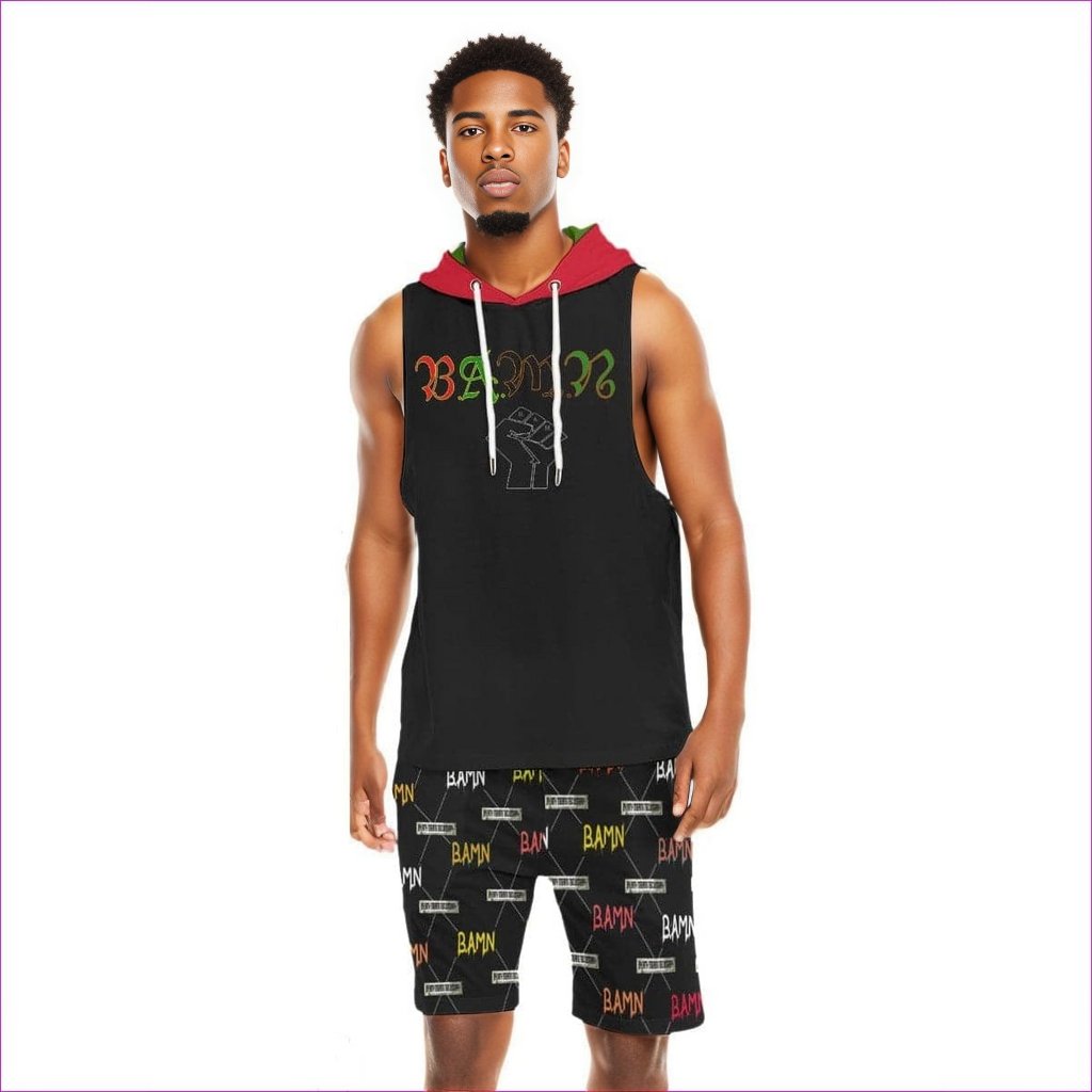 - B.A.M.N - By Any Means Necessary Men's Sleeveless Vest And Short Set - mens tank top & short set at TFC&H Co.