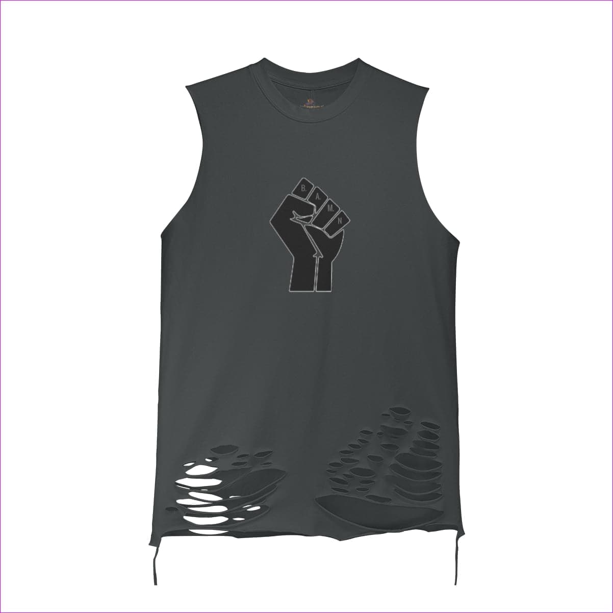 Black - B.A.M.N - By Any Means Necessary Unisex Ripped Tank Top - unisex tank top at TFC&H Co.