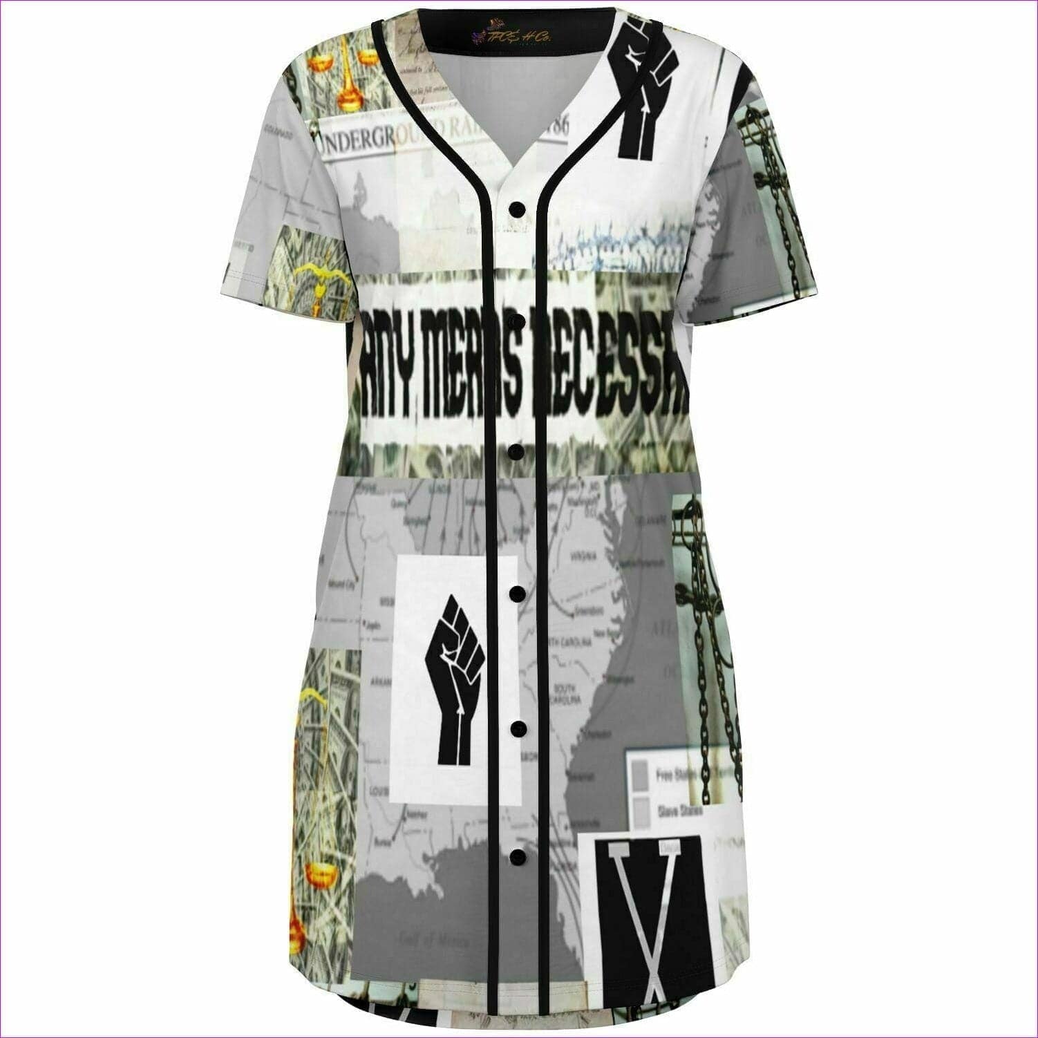 - B.A.M.N - By Any Means Necessary Womens Baseball Jersey Dress - Baseball Jersey Dress - AOP at TFC&H Co.