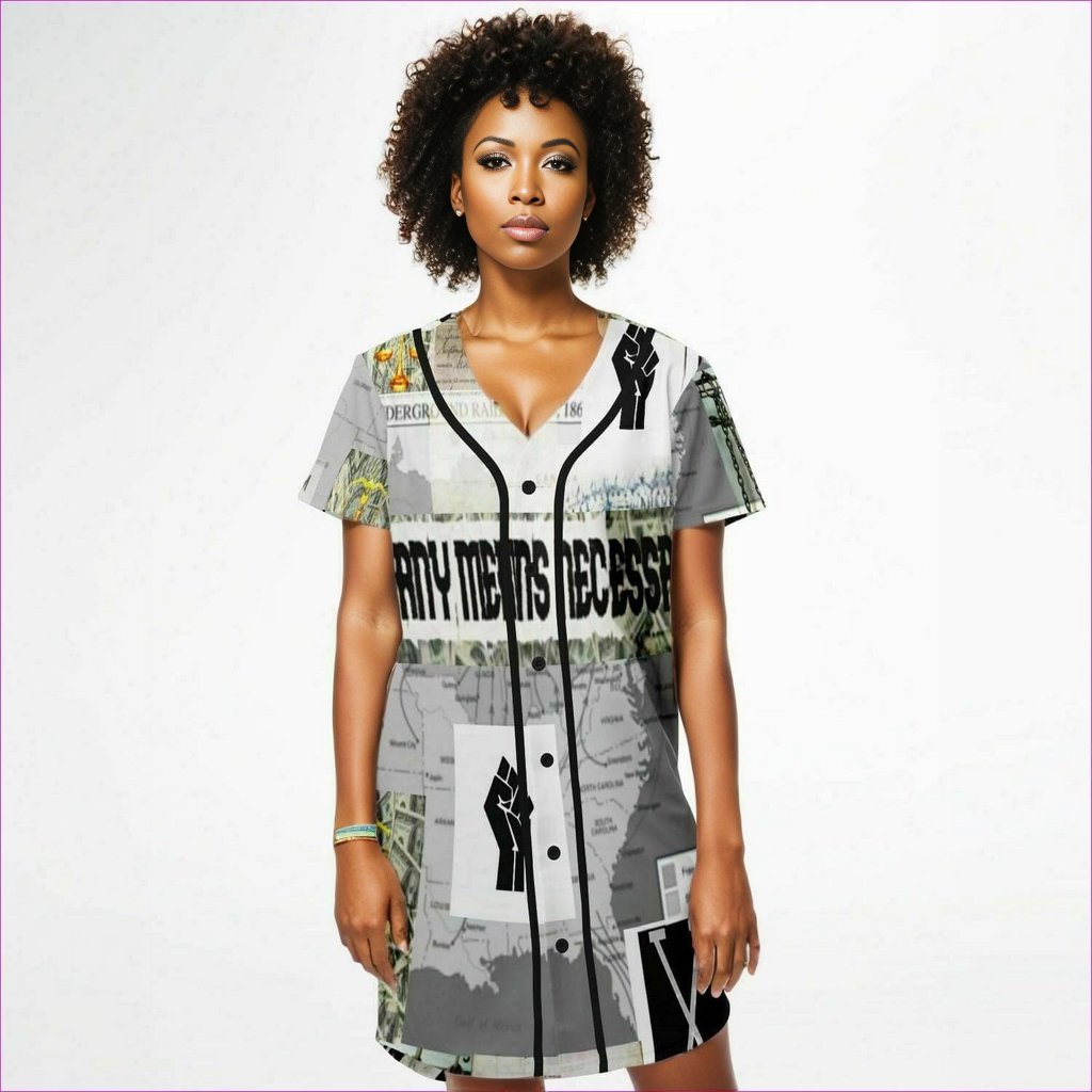 - B.A.M.N - By Any Means Necessary Womens Baseball Jersey Dress - Baseball Jersey Dress - AOP at TFC&H Co.