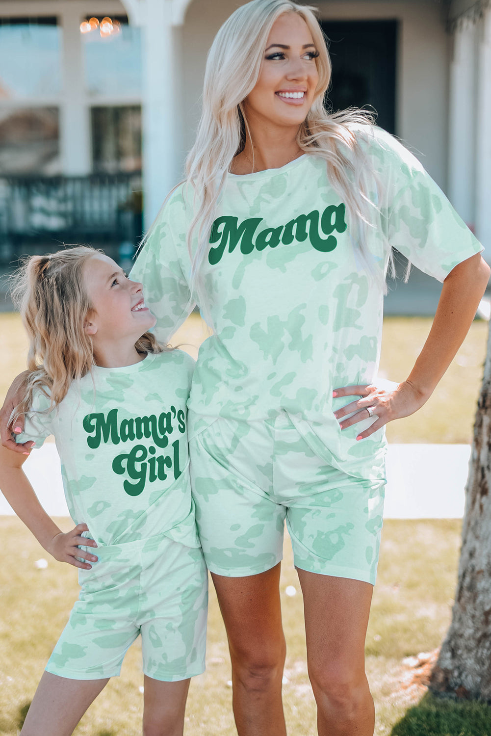 - Women Printed Letter Graphic Lounge Set - Mommy & Me - womens short set at TFC&H Co.