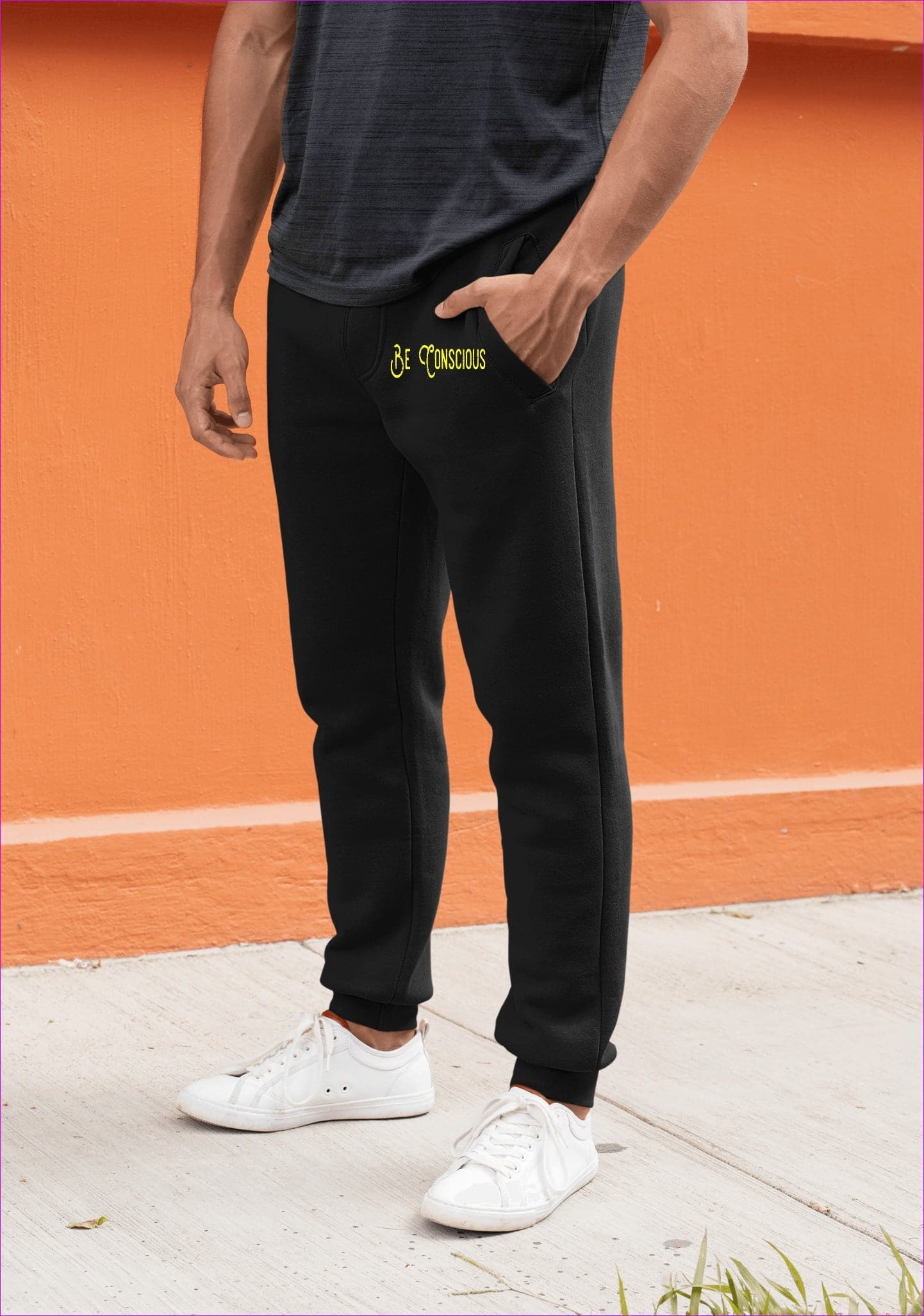 Black S - Be Conscious Unisex Fleece Sweatpant without Pockets - unisex sweatpants at TFC&H Co.