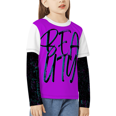 - Beauty Kids Long-Sleeve Splicing T-Shirt - kids t-shirt at TFC&H Co.