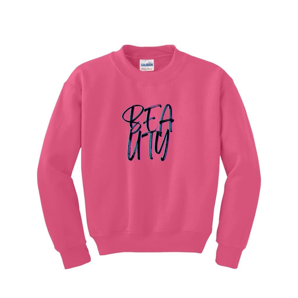 Safety Pink - Beauty Youth Heavy Blend Sweatshirt - Kids sweatshirt at TFC&H Co.