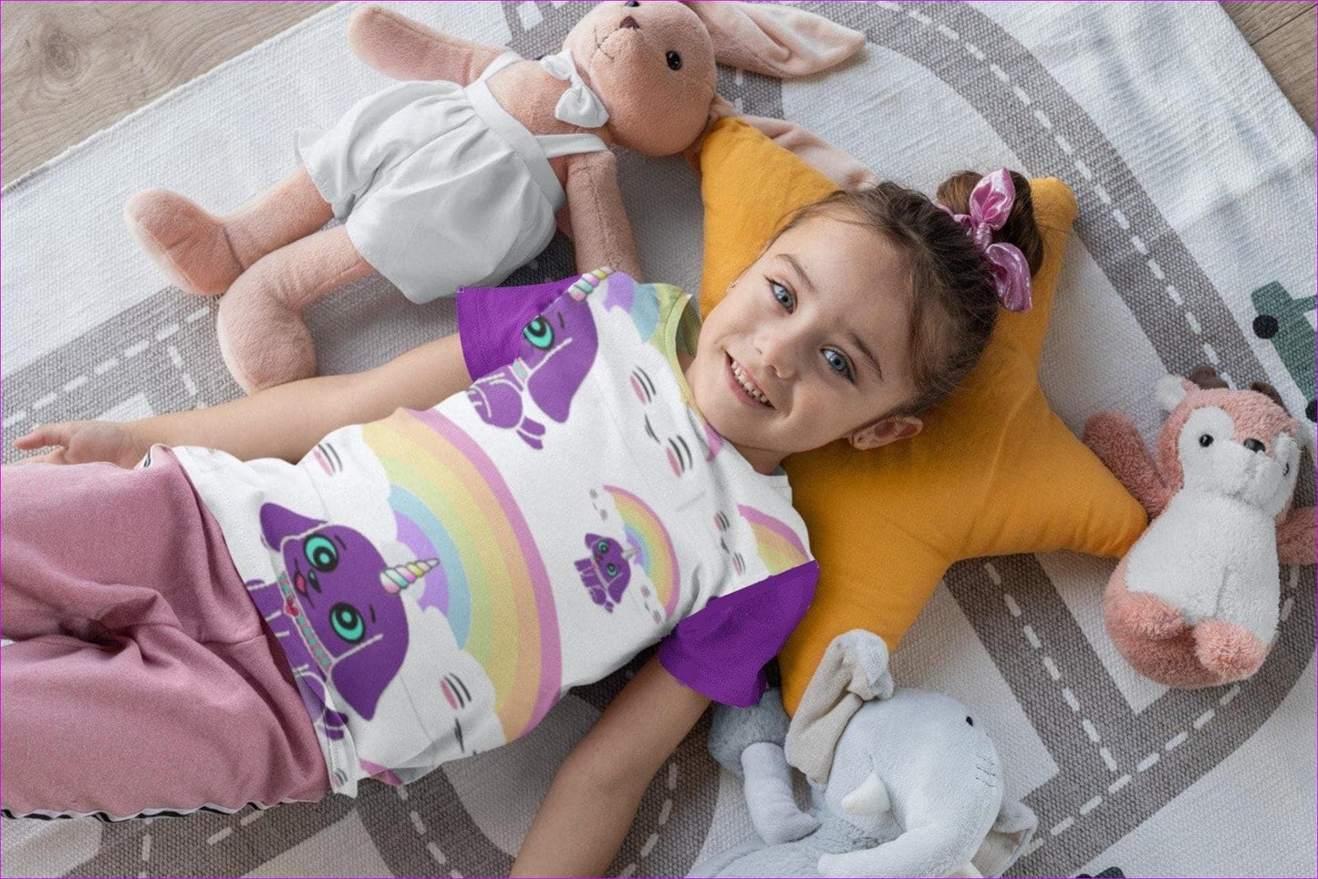 white/purple S Bec's Uni-Pup Kids Tee - kids tee at TFC&H Co.
