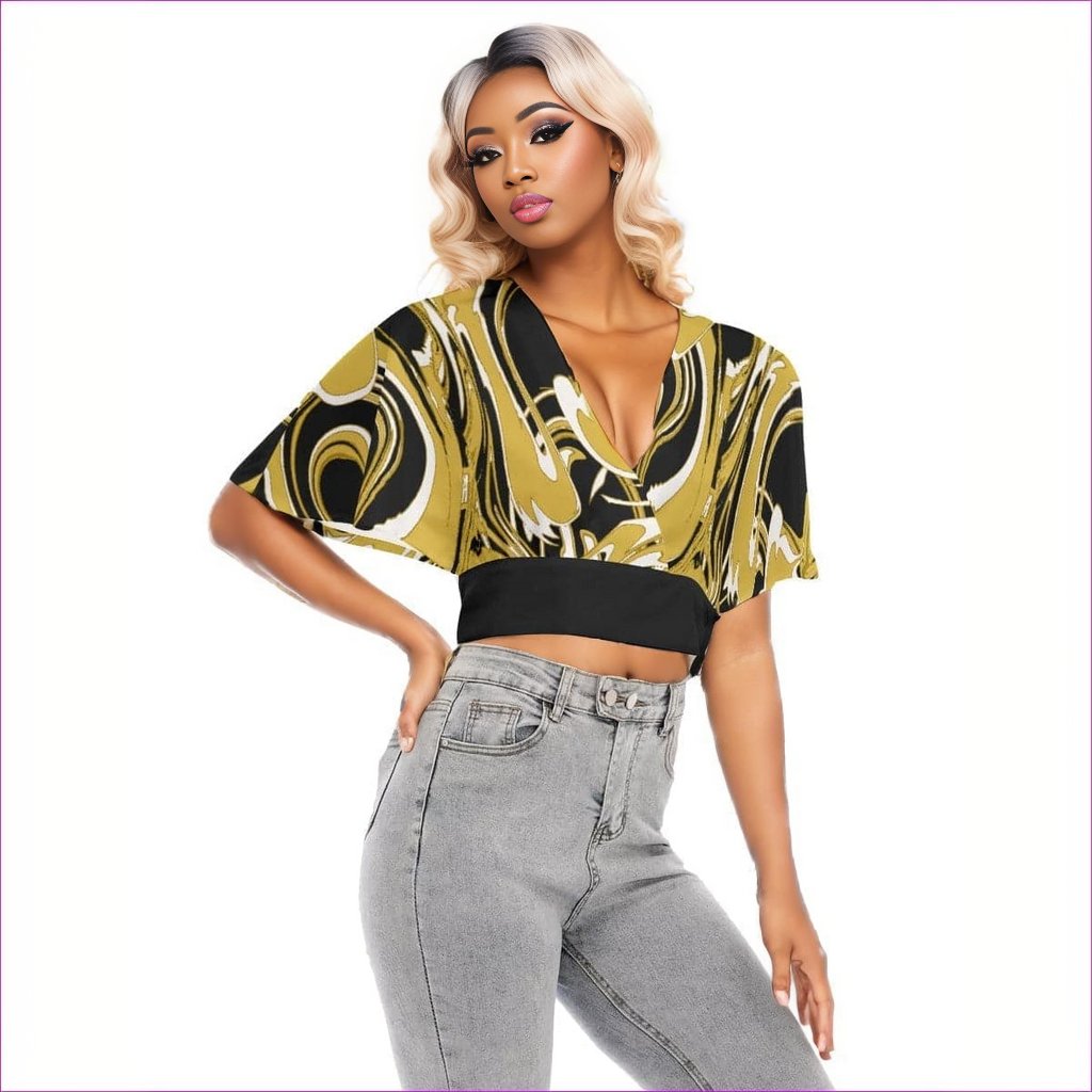 Black Black Ivy Distressed Womens Bat Sleeve Crop Top - women's crop top at TFC&H Co.