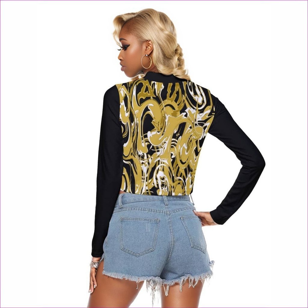 Black Ivy Distressed Womens Hollow Chest Keyhole Tight Crop Top - women's crop top at TFC&H Co.
