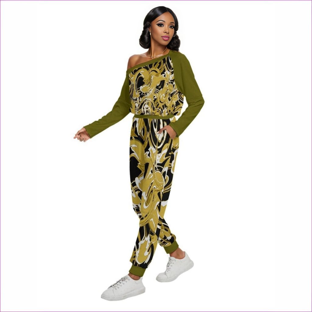 Black Ivy Distressed Womens Off-Shoulder Jumpsuit - women's jumpsuit at TFC&H Co.