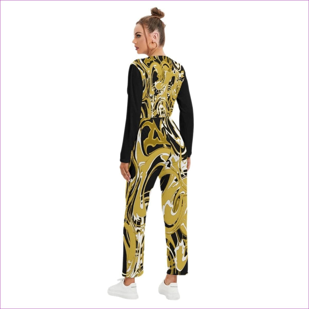 Black Ivy Distressed Womens V-neck High Waist Jumpsuit - women's jumpsuit at TFC&H Co.