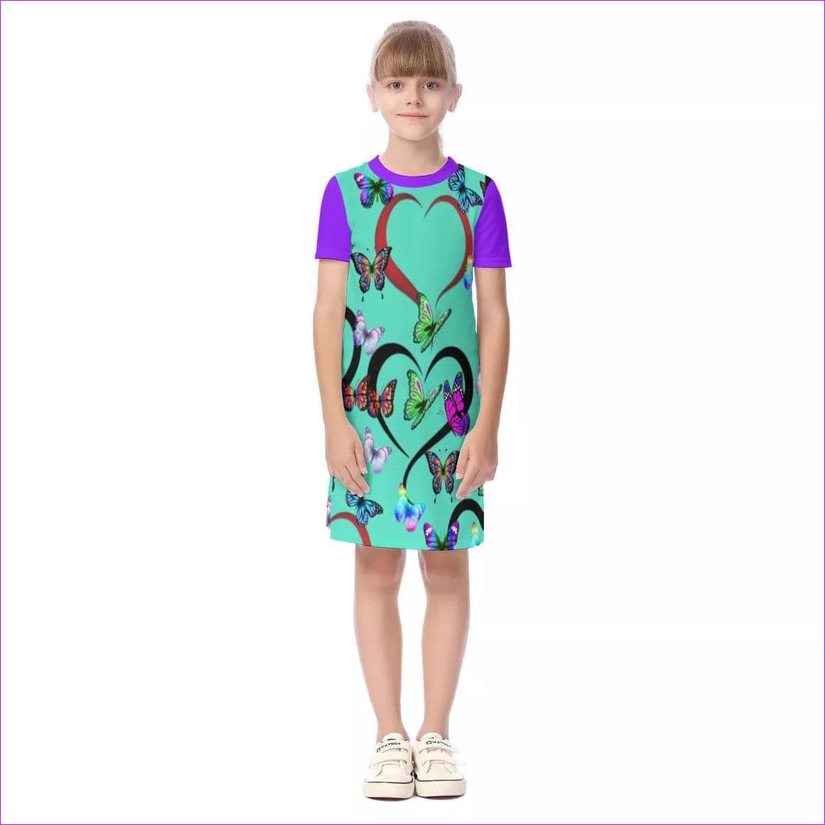 multi-colored - Butterfly Love Kids Girls Short Sleeve Dress - kids dress at TFC&H Co.