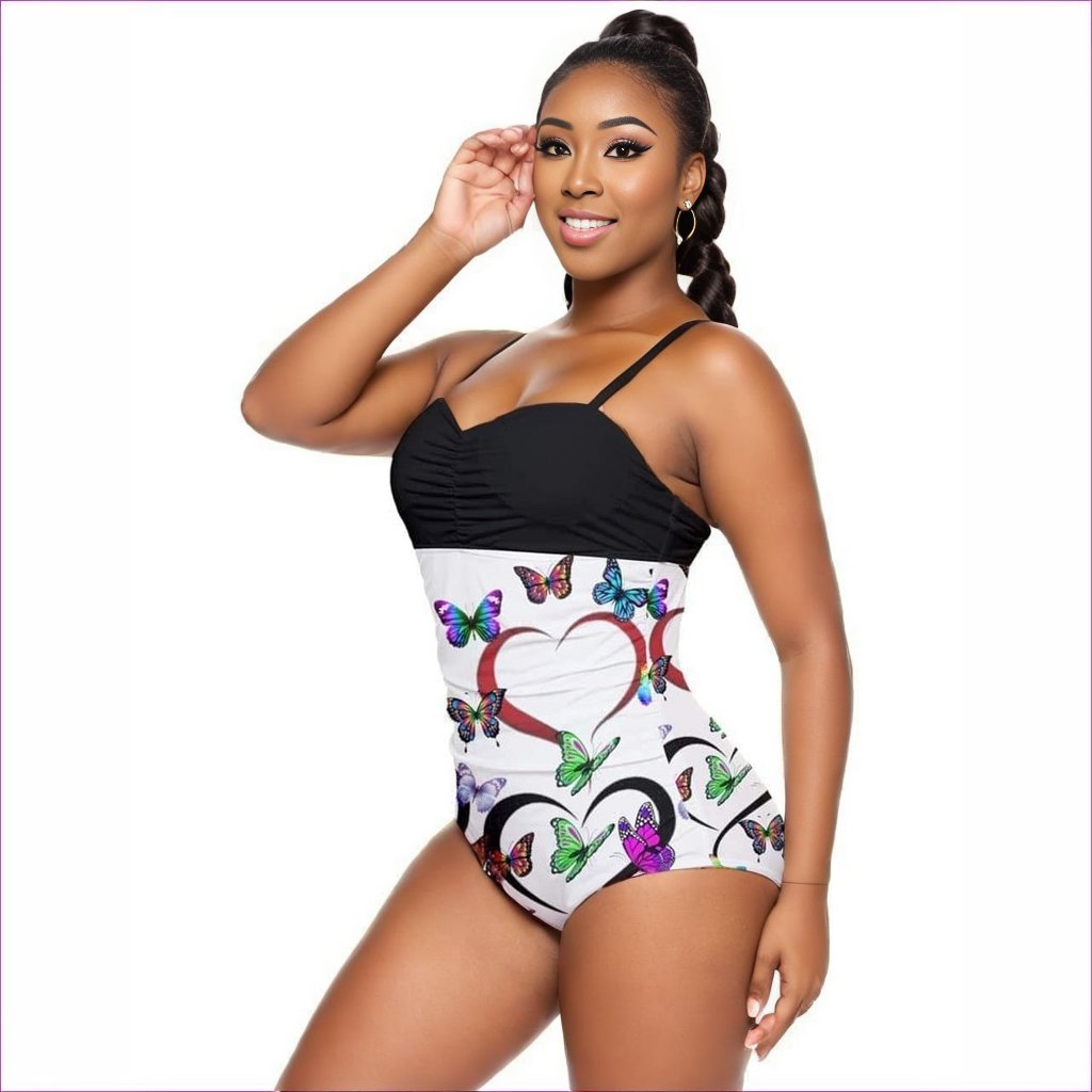 - Butterfly Love Retro Full Coverage One Piece Swimsuit - womens swimsuits at TFC&H Co.