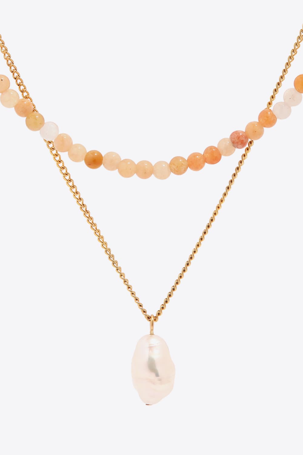 GOLD ONE SIZE - Double-Layered Freshwater Pearl Pendant Necklace - necklace at TFC&H Co.